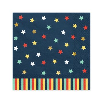 Navy servetten met sterren 12x - 33x33 cm