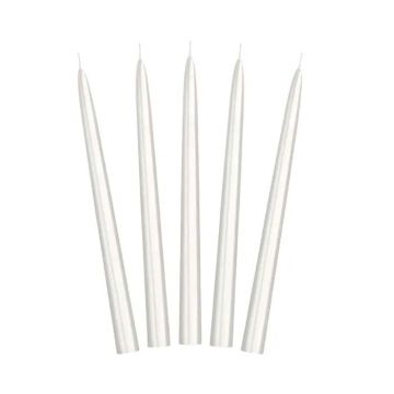 Metallic parel witte stompkaarsen 10x - 24 cm