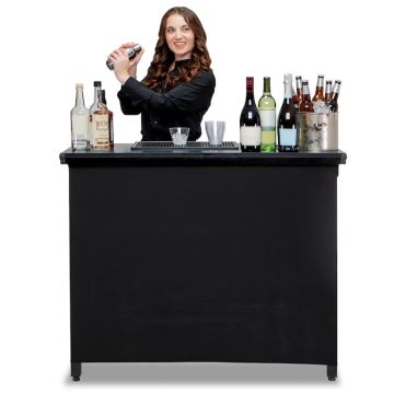 Mobiele bar zwarte cocktailbar incl. tas draagbaar - 115x100 cm