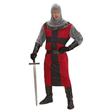 Ridderkostuum in rood en zwart