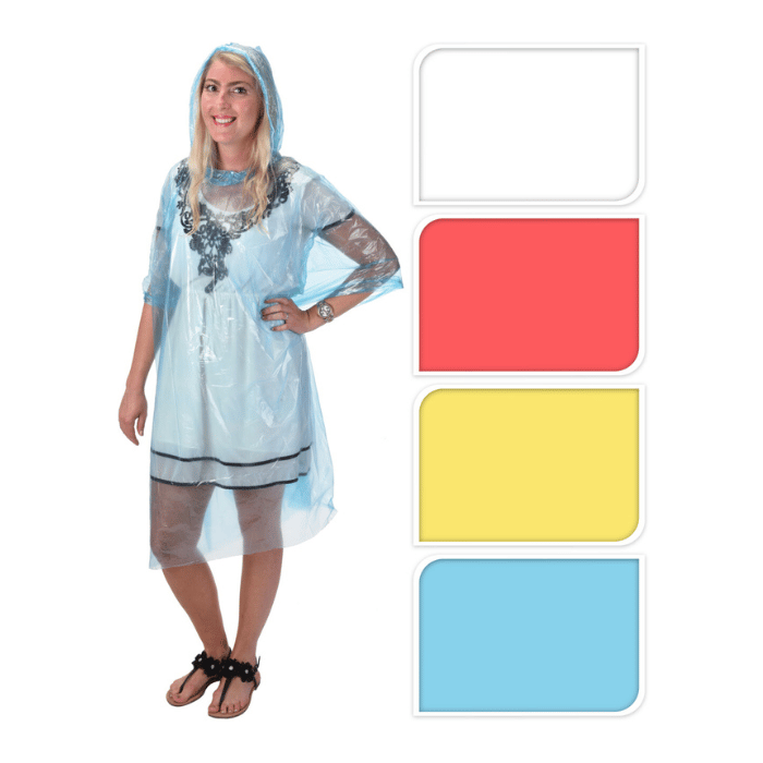 Wegwerp regenponcho ass. - onesize