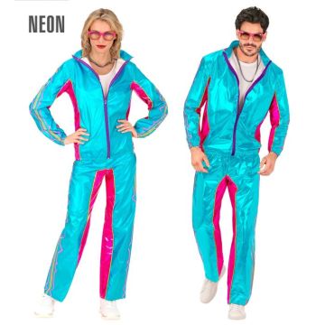 Blauwe retro disco trainingsoutfit - 2 delen