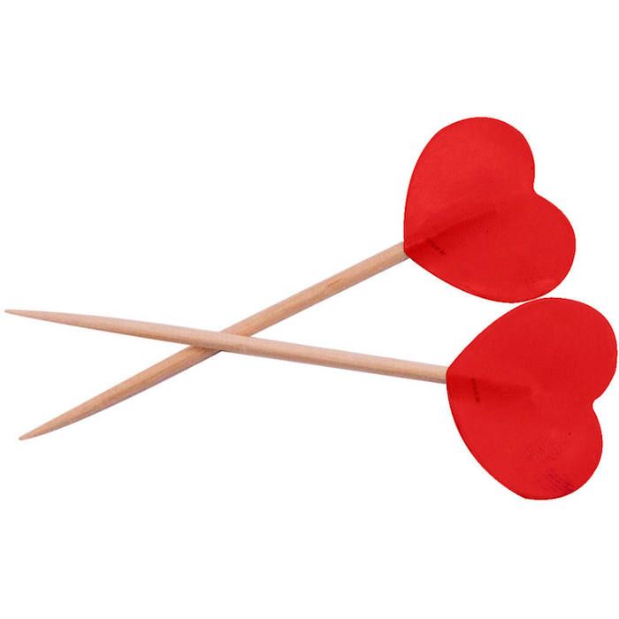 Hart Houten Prikkers Rood 50x - 6,5 cm
