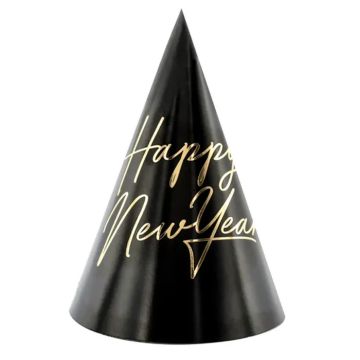 Happy New Year Hoed 6x - 16 cm