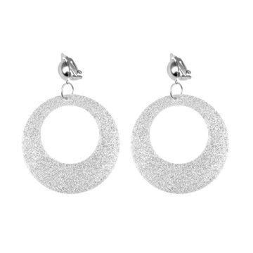 Zilveren glitter disco oorbellen - onesize