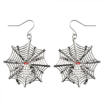 Oorbellen spinnenweb in zilver