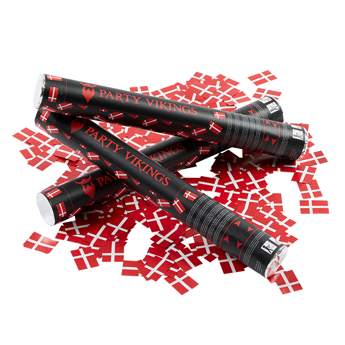 Rood, wit, Dannebro confettibuis 40 cm PartyVikings