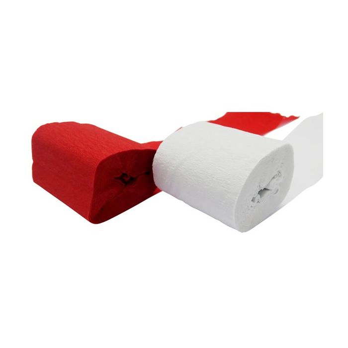 Crepe Roulettes Wit en Rood 2x - 10 m