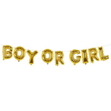 Gouden folie ballon guirlande met Boy or Girl tekst - 4 m