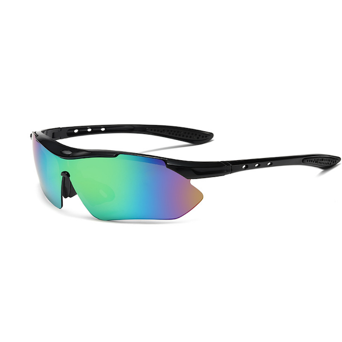 Hardloopbrillen in zwart m. blauwe spiegelreflectie - onesize