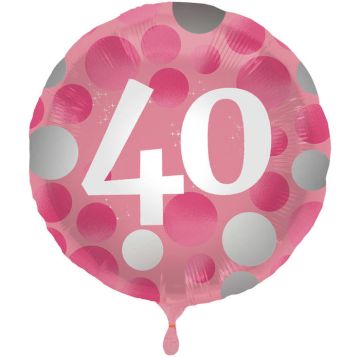 40 Jaar Folie Ballon Roze - 45 cm