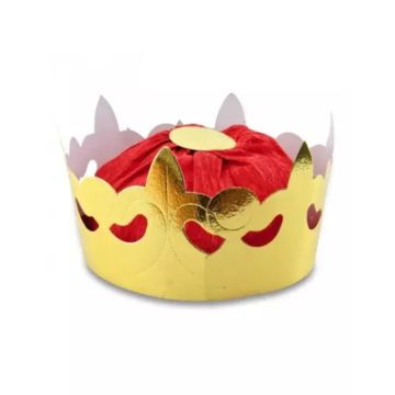 Carnaval koningskroon goud met pluche 19 cm