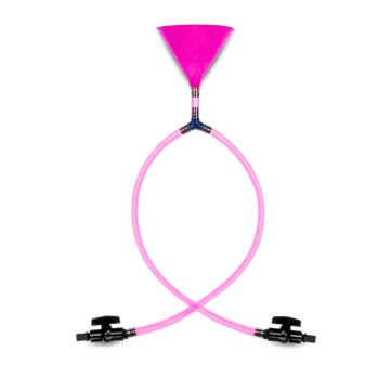 Dubbele trechter bierbong roze 