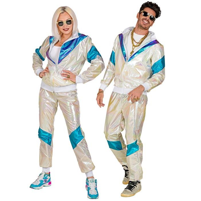 Retro Trainingspak Holografisch Wit - 2 delen