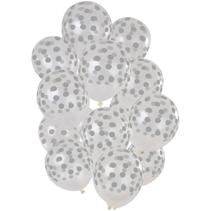 Zilver stippen transparante ballonnen 15x - 30 cm