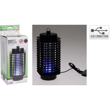 Elektrische muggenverdelger zwart met UV-LED en USB