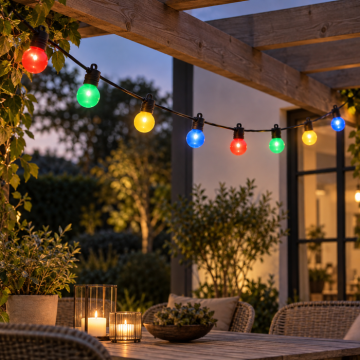 Lichtslinger multikleurig 14,5 meter met 20 lampen