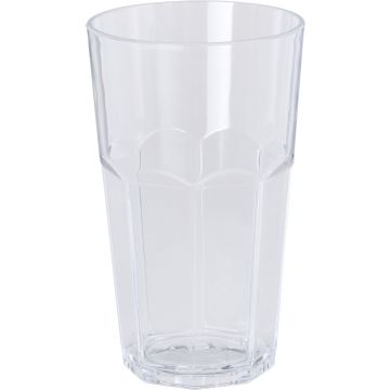 Drinkglas in acryl 370 ml met gefacetteerd ontwerp