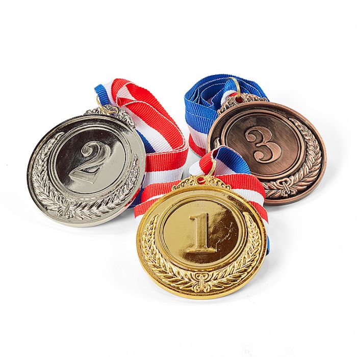 Medailles goud, zilver en brons 3x