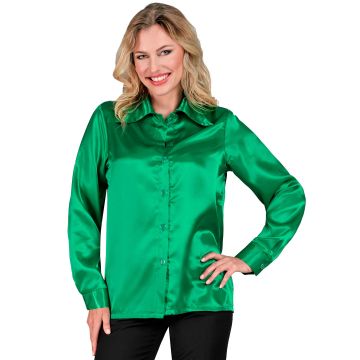 Groen satijnen disco shirt voor dames