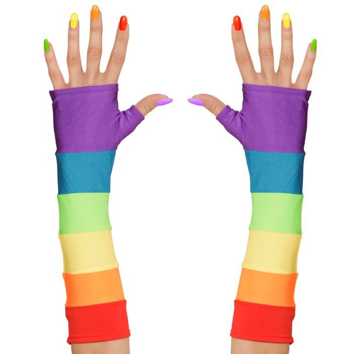 Vingerloze handschoenen in regenboogkleuren 