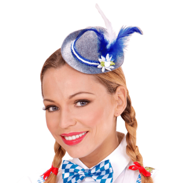 Blauw/grijze mini tyrolerhoed