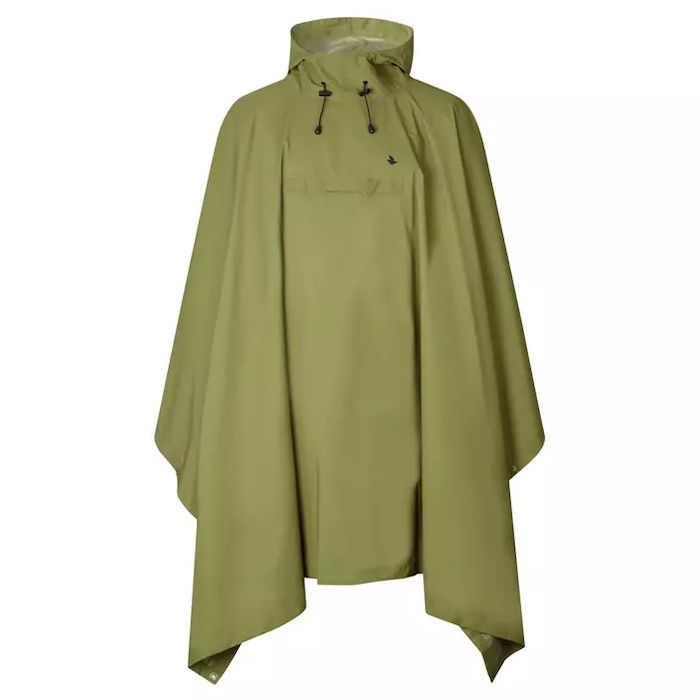 Deluxe Regen Poncho Inclusief Zakken en Hoed Olijfgroen
