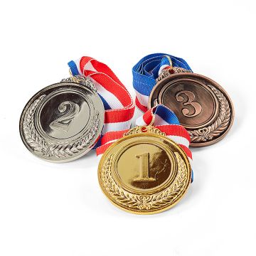 Medailles goud, zilver en brons 3x