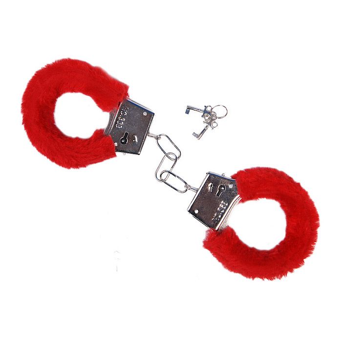 Rode Pluche Handboeien incl. 2x Sleutels