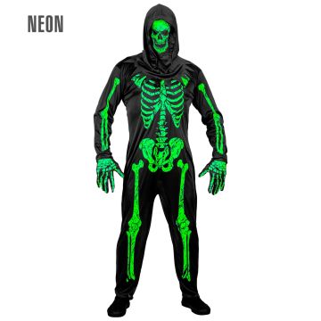 Neon groene skeletkostuum met masker