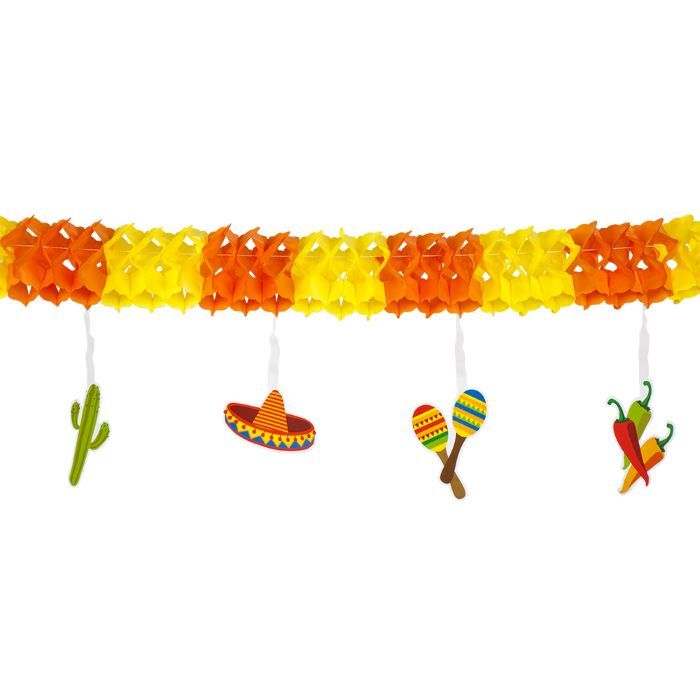 Mexicaanse papieren slinger oranje en geel - 4 m