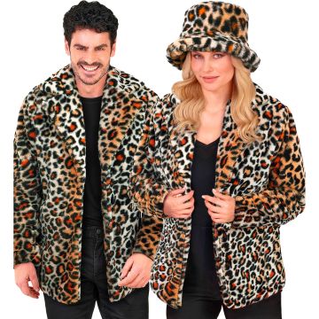 Leopardmotief bontjas in unisex snit