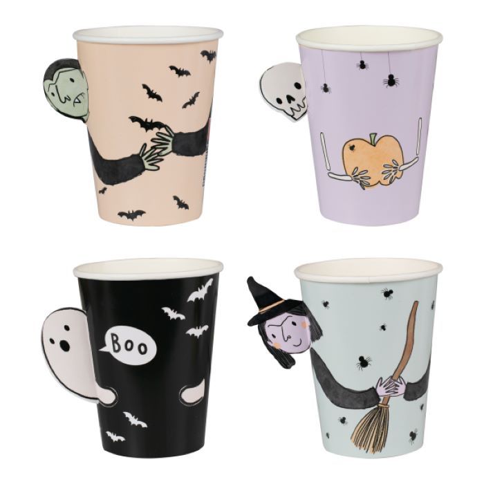 Papieren bekers met halloweenmotieven 8x - 250 ml