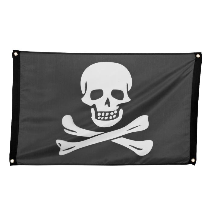 Zwarte piratenbanner met doodskop - 90x60 cm