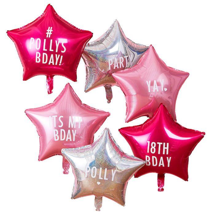 Roze ster foliebaloons zelf ontwerpen 6x - 45cm