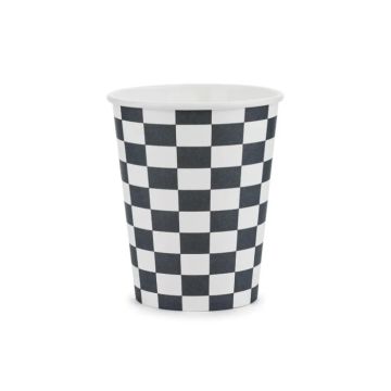Papieren bekers met geruit vlag 6x - 220 ml