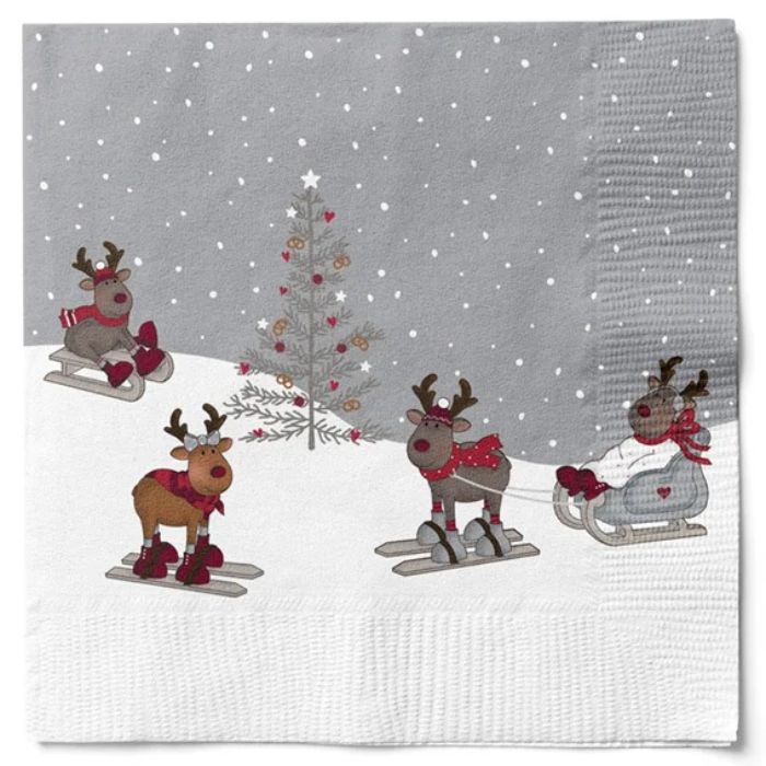 Kerstservetten met rendieren 20x Det Gamle Apotek - 33x33 cm