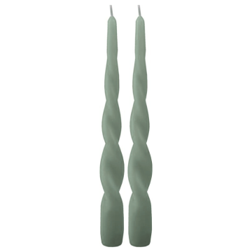 Gedraaide kaarsen antiek groen 2x - 24 cm