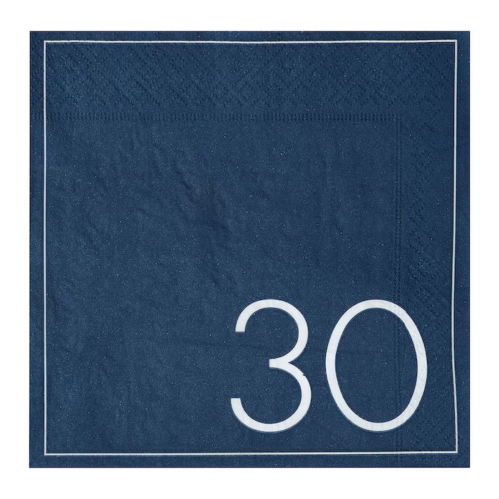 30e Verjaardagsservetten in Blauw 16x