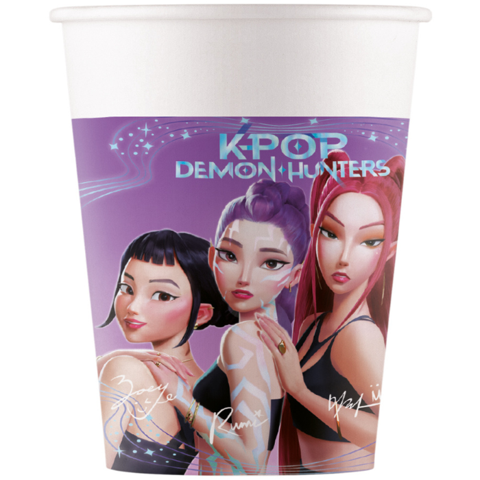 K-Pop Demon Hunters bekers 8x - 200 ml wegwerp papieren bekers
