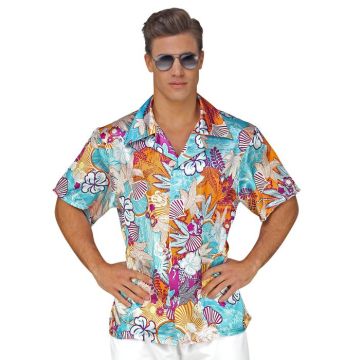 Bloemige satijnen hawaii shirt