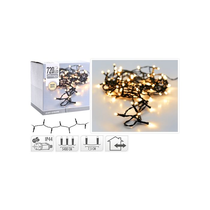 LED lichtslinger 720 LED warm wit met stekker - 54 m