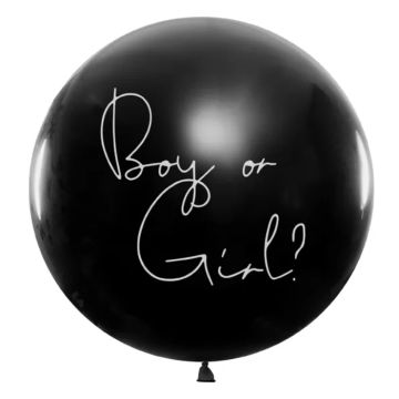 Gender reveal ballon zwart jongen - Ø 1m