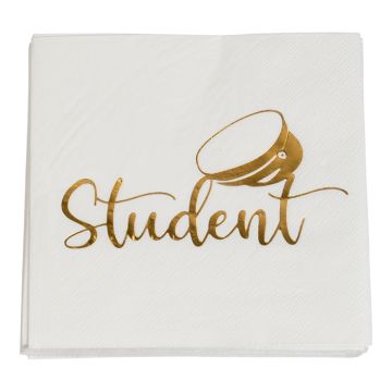 Servetten met studentenmotief goud 16x - 25x25 cm