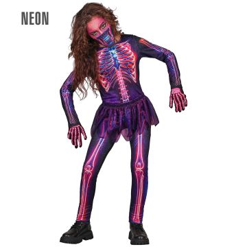 Neon skelet kostuum voor meisjes