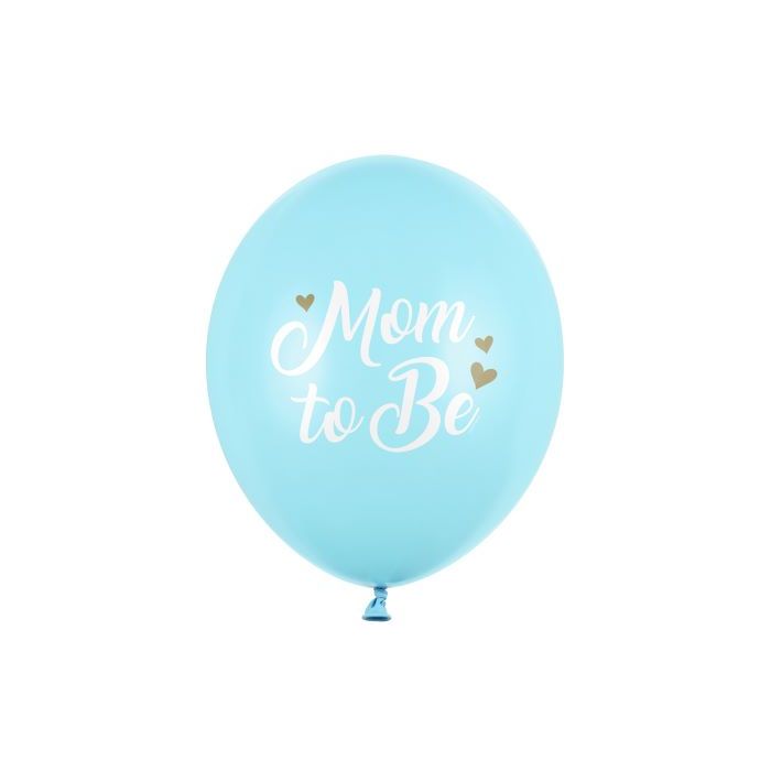 Lichtblauwe babyshower ballonnen met witte tekst 6x - Ø 30 cm