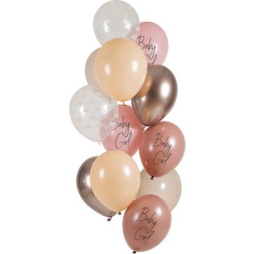 "Baby Girl" ballonnen roze 12 stk - 33 cm 
