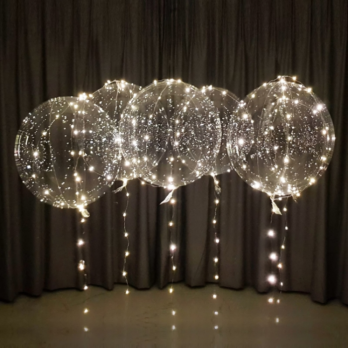 LED Ballon 5x witte lichtenketting 50 cm - 3 m