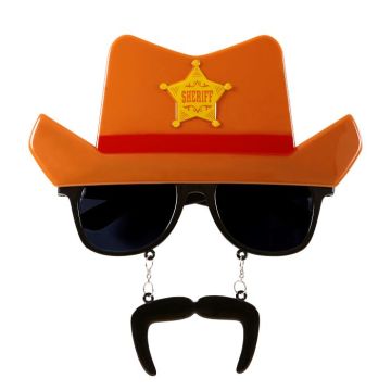 Zonnebril met sheriff cowboyhoed en snor