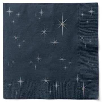 Blauwe servetten met zilveren sterren 20x Det Gamle Apotek - 33x33 cm